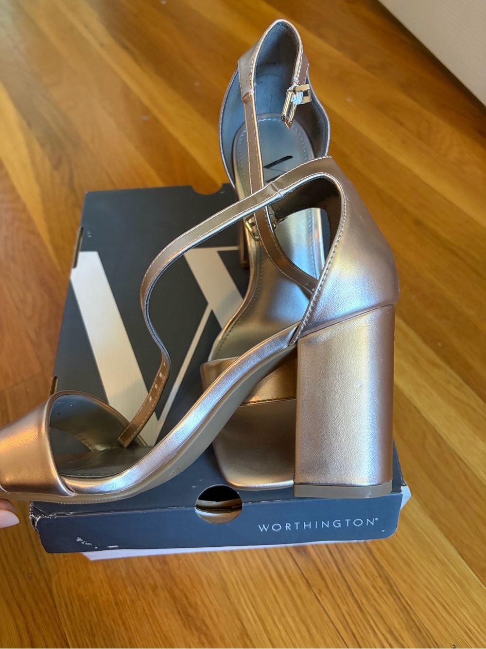 Worthington Rose Gold Block Heel Ankle-Strap Sandals - Picture 3 of 3